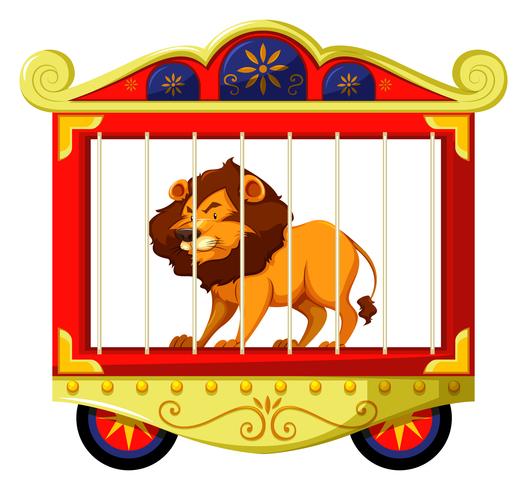 Löwe im Zirkuskäfig vektor