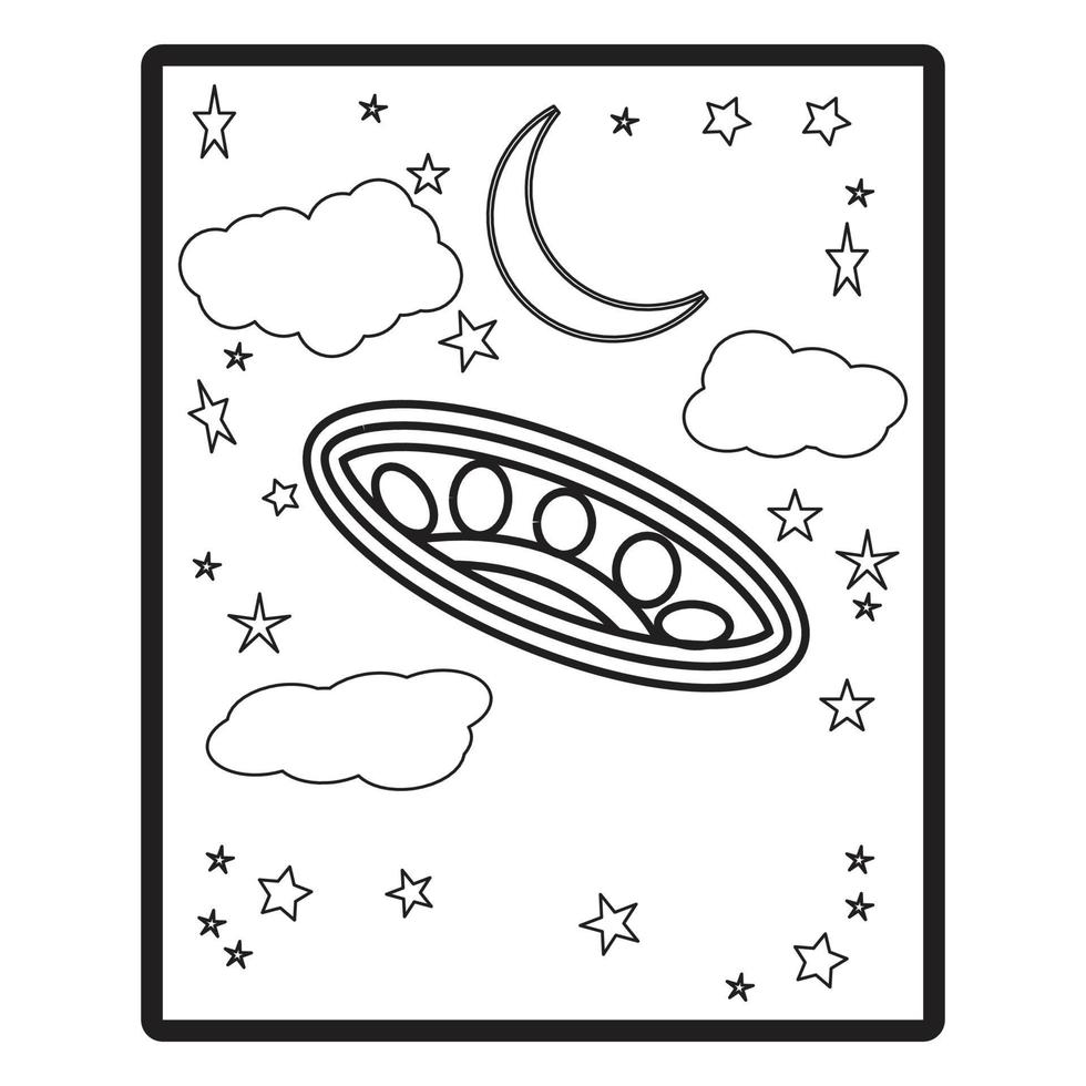 Mond-Buntglas-Malbuch für Kinder, isolierte lustige und niedliche Mond-Emoji-Malseite, Aufkleber, Symbol-Kleinkind-Malbuch für Kinderseiten-Vektorbild auf weißem Hintergrund. vektor