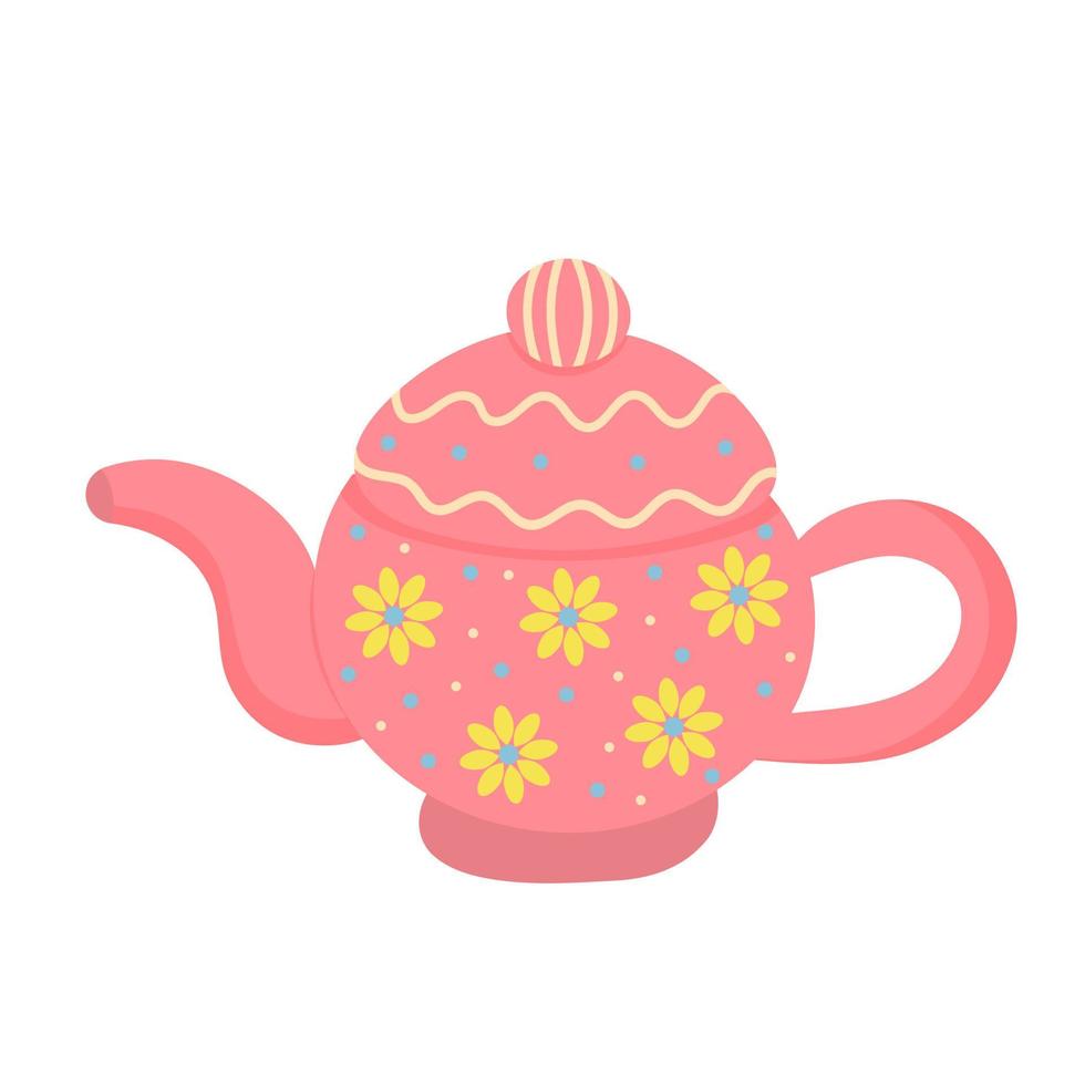 Teekanne oder Wasserkocher. dekoratives küchenwerkzeug, haushaltsgerät. Trinkgefäße oder Glaswaren aus Keramik für die Teezeremonie. vektor