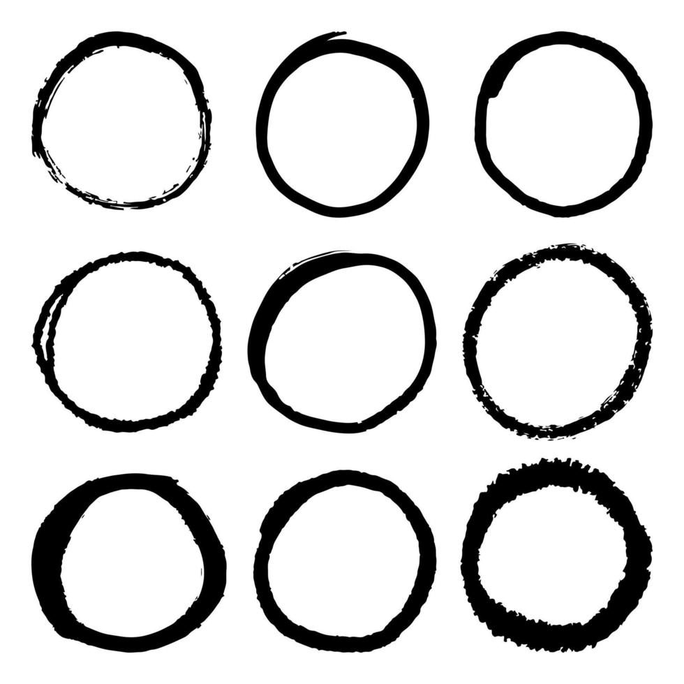 Satz von handgezeichneten Vektor-Doodle-Kreislinienskizze isoliert auf weißem Hintergrund. vektor