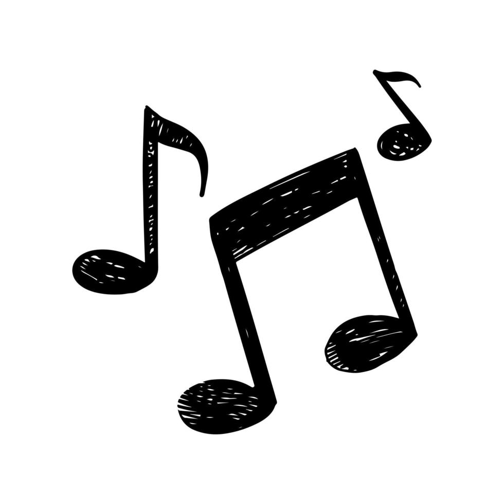 hand gezeichnetes symbol musiknote gekritzel isoliert auf weißem hintergrund. Vektor-Illustration. vektor