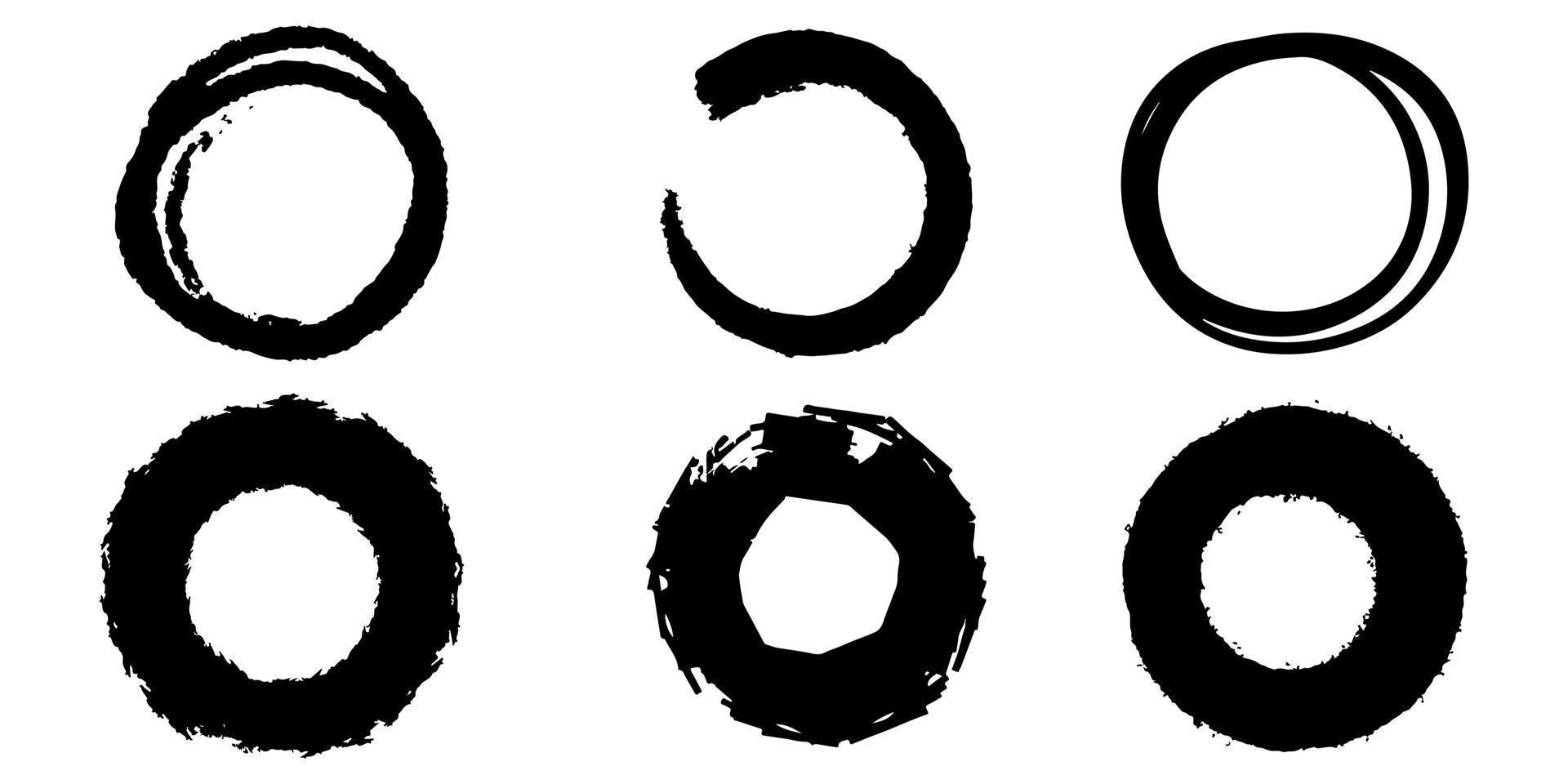 Satz von handgezeichneten Vektor-Doodle-Kreislinienskizze isoliert auf weißem Hintergrund. vektor