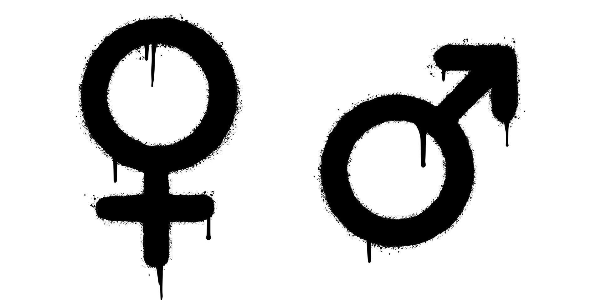 graffiti geschlechtssymbole männlich und weiblich gesprüht isoliert auf weißem hintergrund. Vektor-Illustration. vektor
