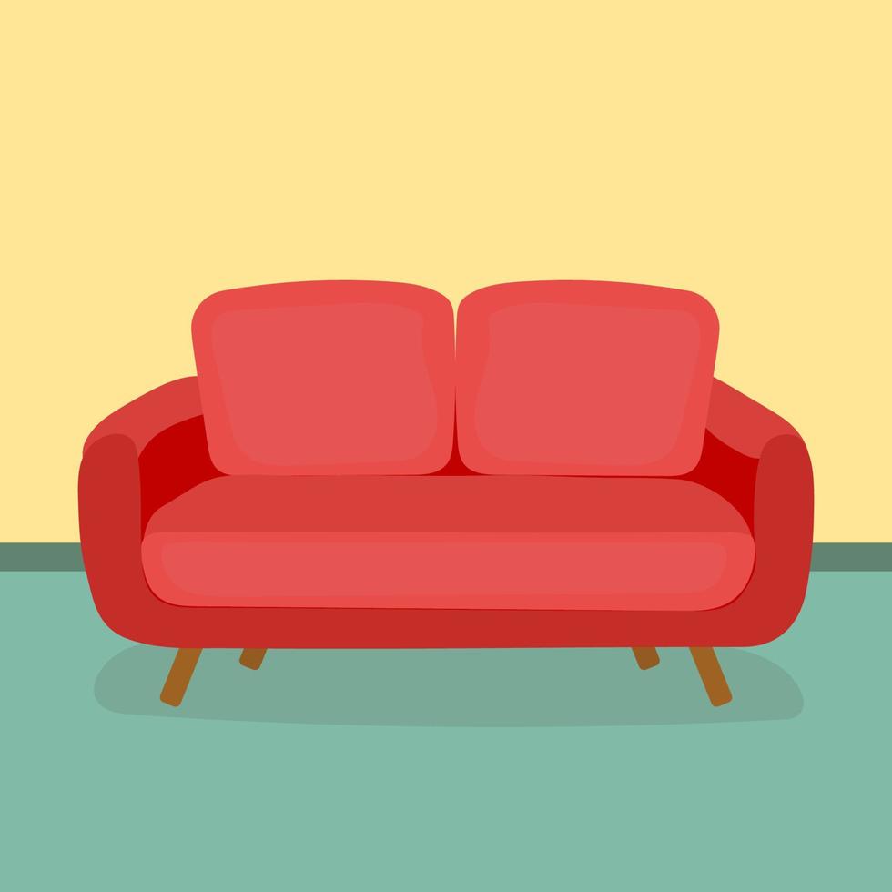 Sofa für modernen Wohnzimmer-Empfang oder Lounge-Einzelobjekt-flache Cartoon-Design-Vektorillustration. vektor