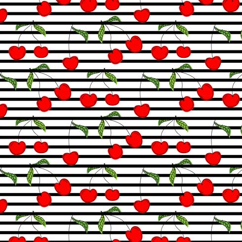 Hand gezeichneter Cherry Pattern Vector Illustration Background.