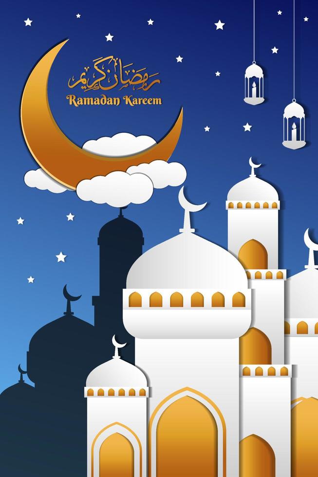 ramadan kareem illustration vertikales banner im papierkunststil vektor