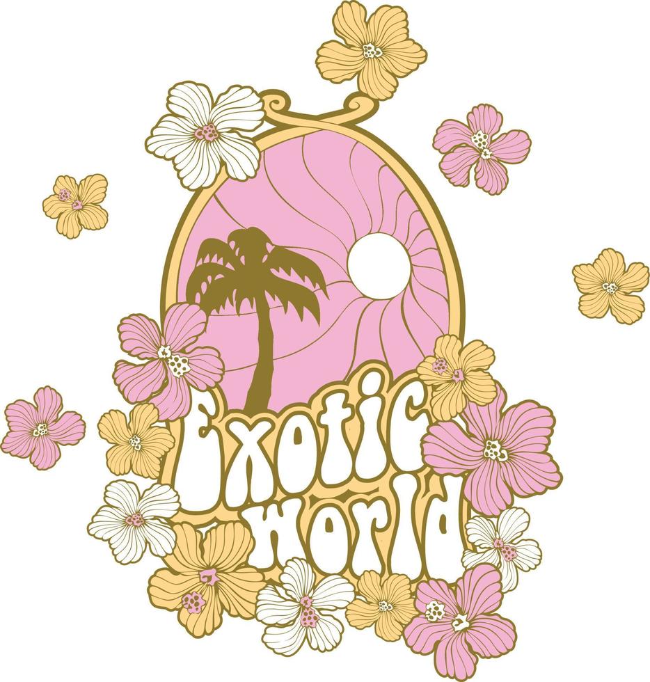 T-Shirt Mädchen Design floral Sommer Strand vektor