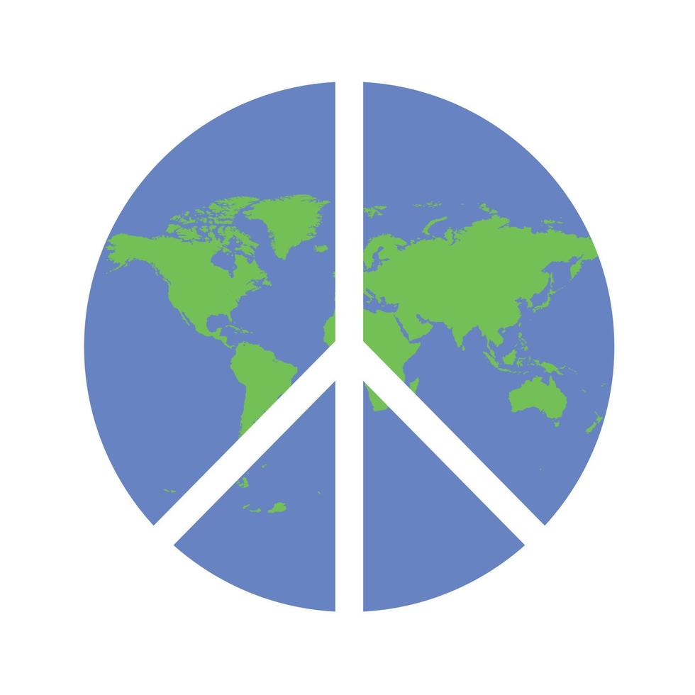 Friedenssymbol mit Weltkarte Hintergrund kostenlose Vektor-Design-Illustration editierbar für Element und Material vektor