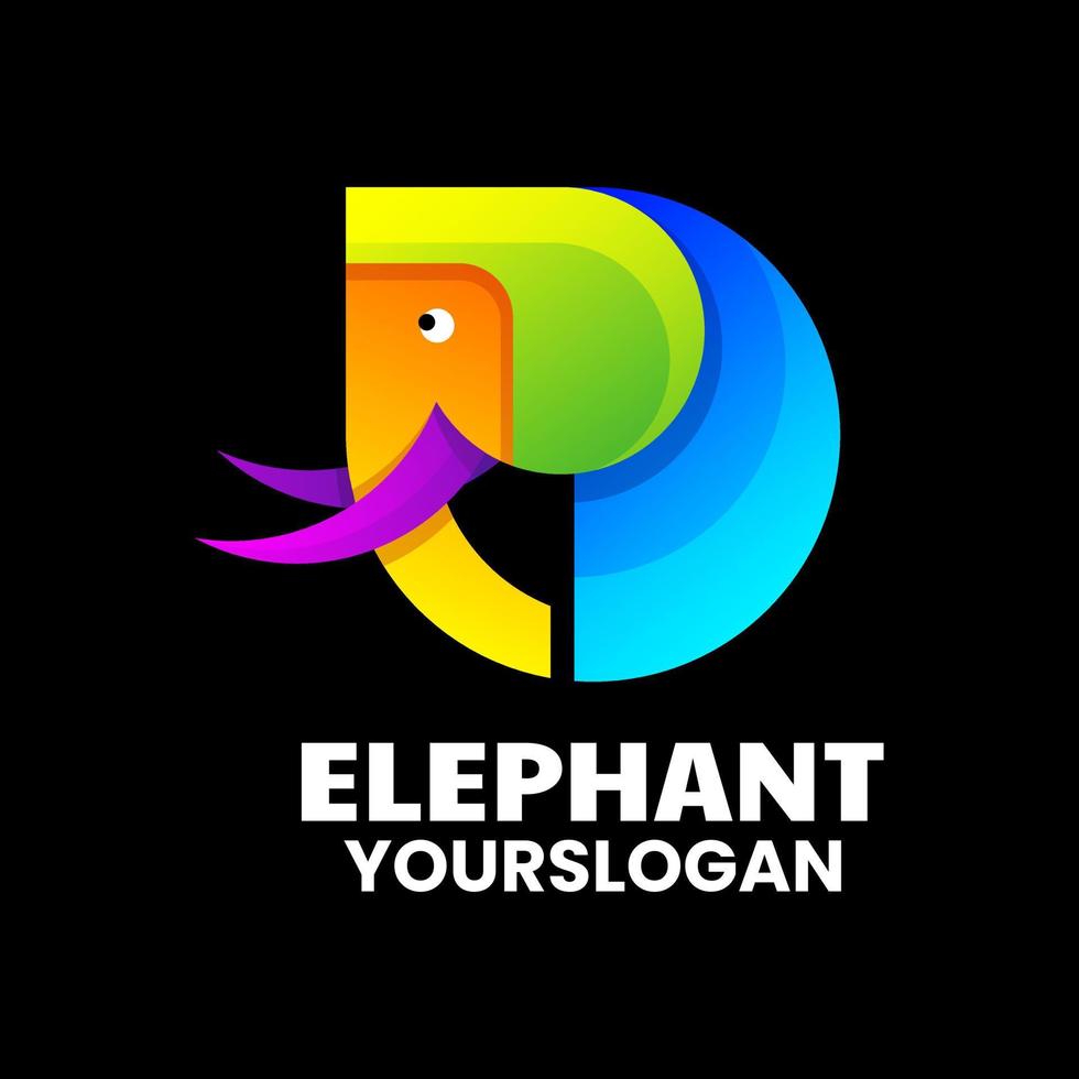 kreativ elefant färgglad logotyp design vektor