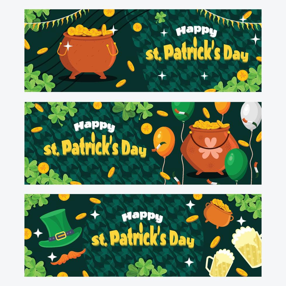 Happy Saint Patrick's Day Shamrock und Goldschatz-Banner vektor