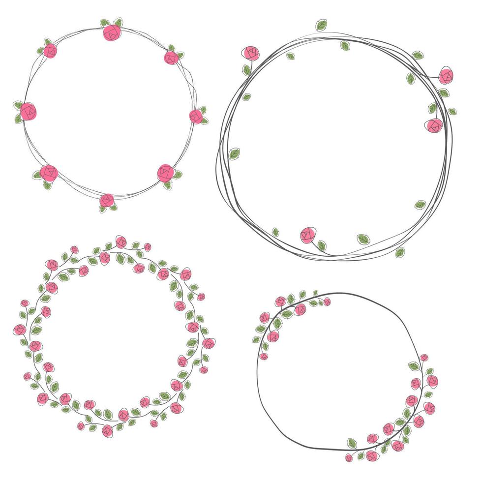valentine doodle rosor krans samling eps10 vektorer illustration