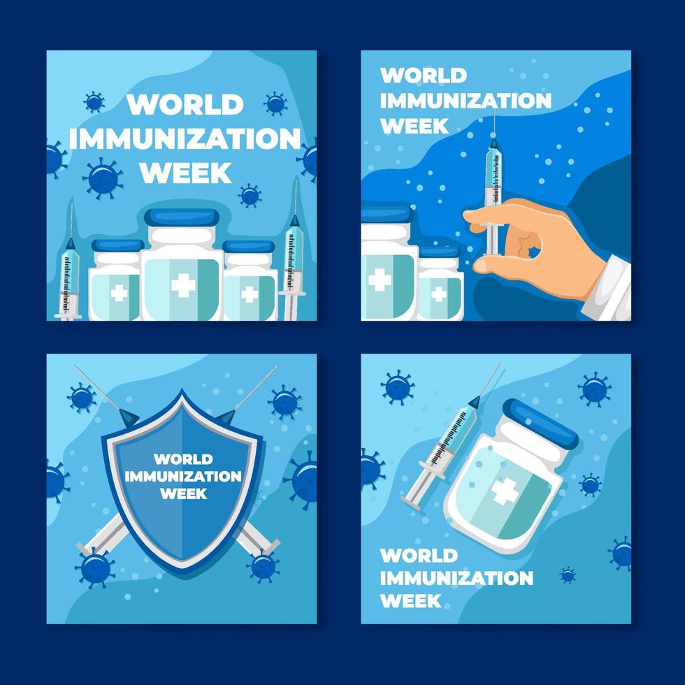 World Immunization Week mall för sociala medier vektor