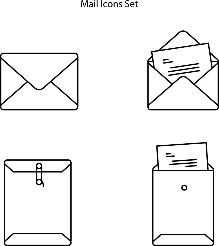 Briefumschlagsymbole. Vektorvorlage für Umschlagsymbole. Mail-Symbolelement. Adressetikett für Web- oder Printdesign. E-Mail-Symbol isoliert auf weißem Hintergrund. vektor