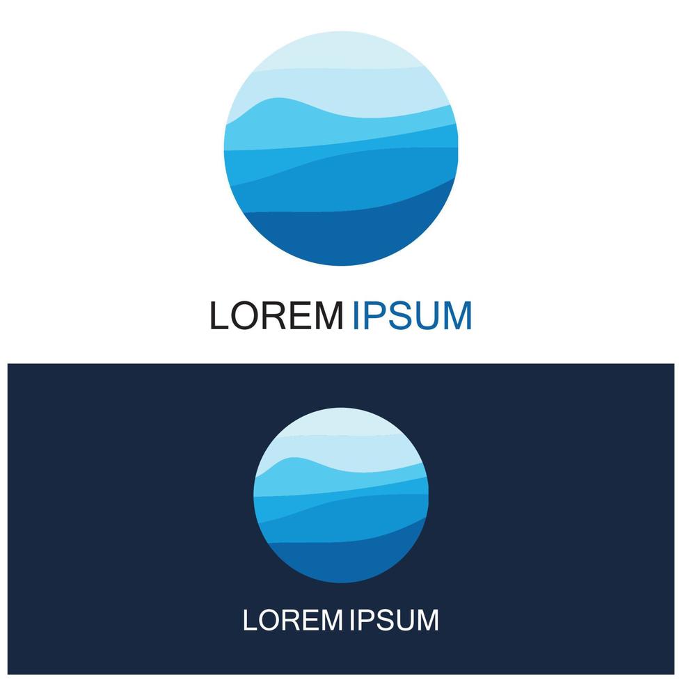 isolerade rund form logotyp. blå färg logotyp. strömmande vatten bild. havet ocean floden yta. vektor