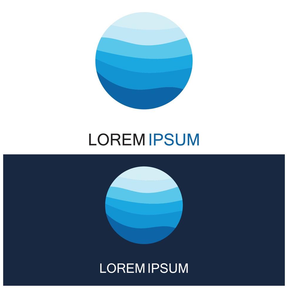 isolerade rund form logotyp. blå färg logotyp. strömmande vatten bild. havet ocean floden yta. vektor