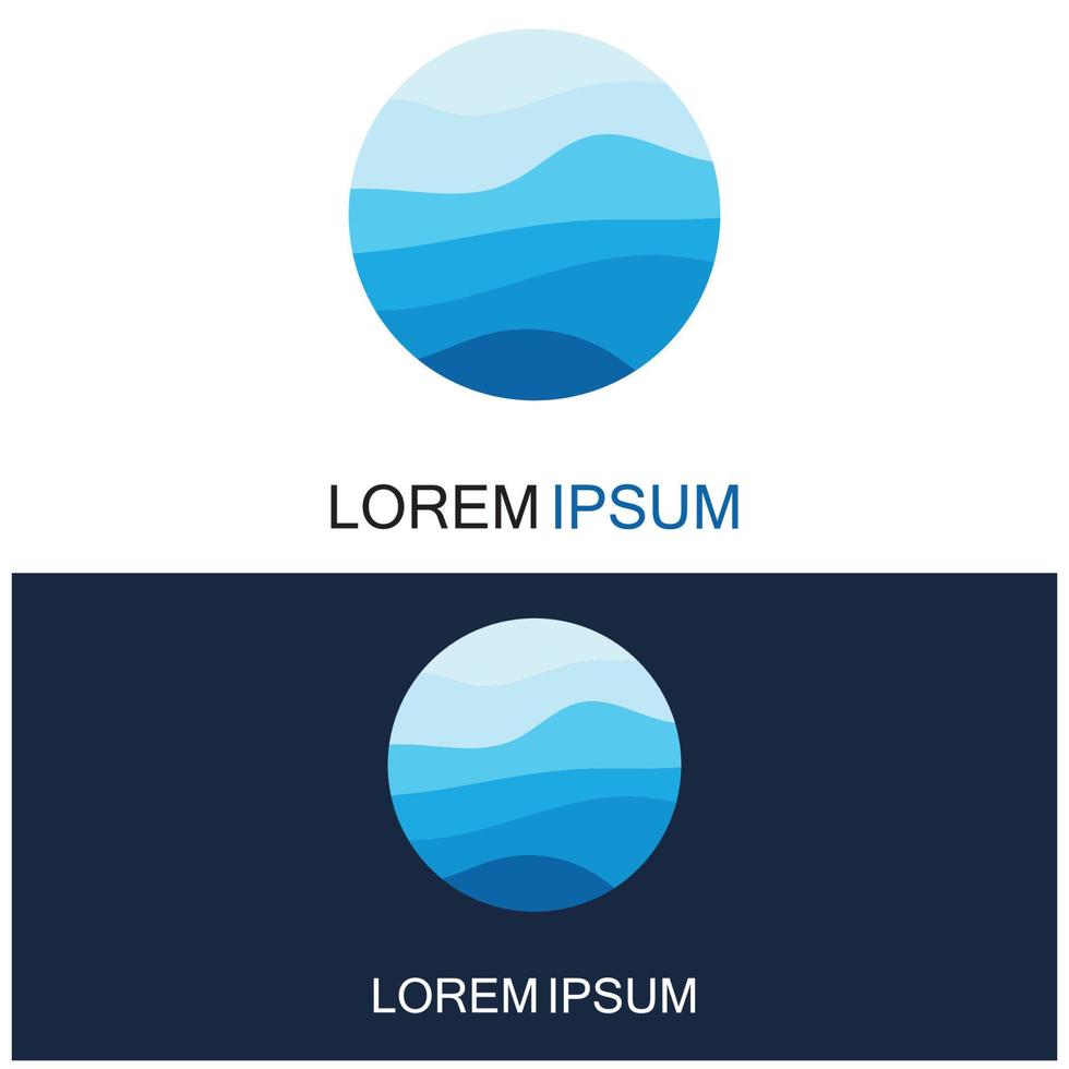 isolerade rund form logotyp. blå färg logotyp. strömmande vatten bild. havet ocean floden yta. vektor