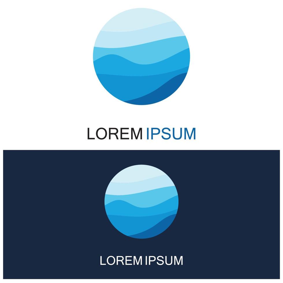 isolerade rund form logotyp. blå färg logotyp. strömmande vatten bild. havet ocean floden yta. vektor