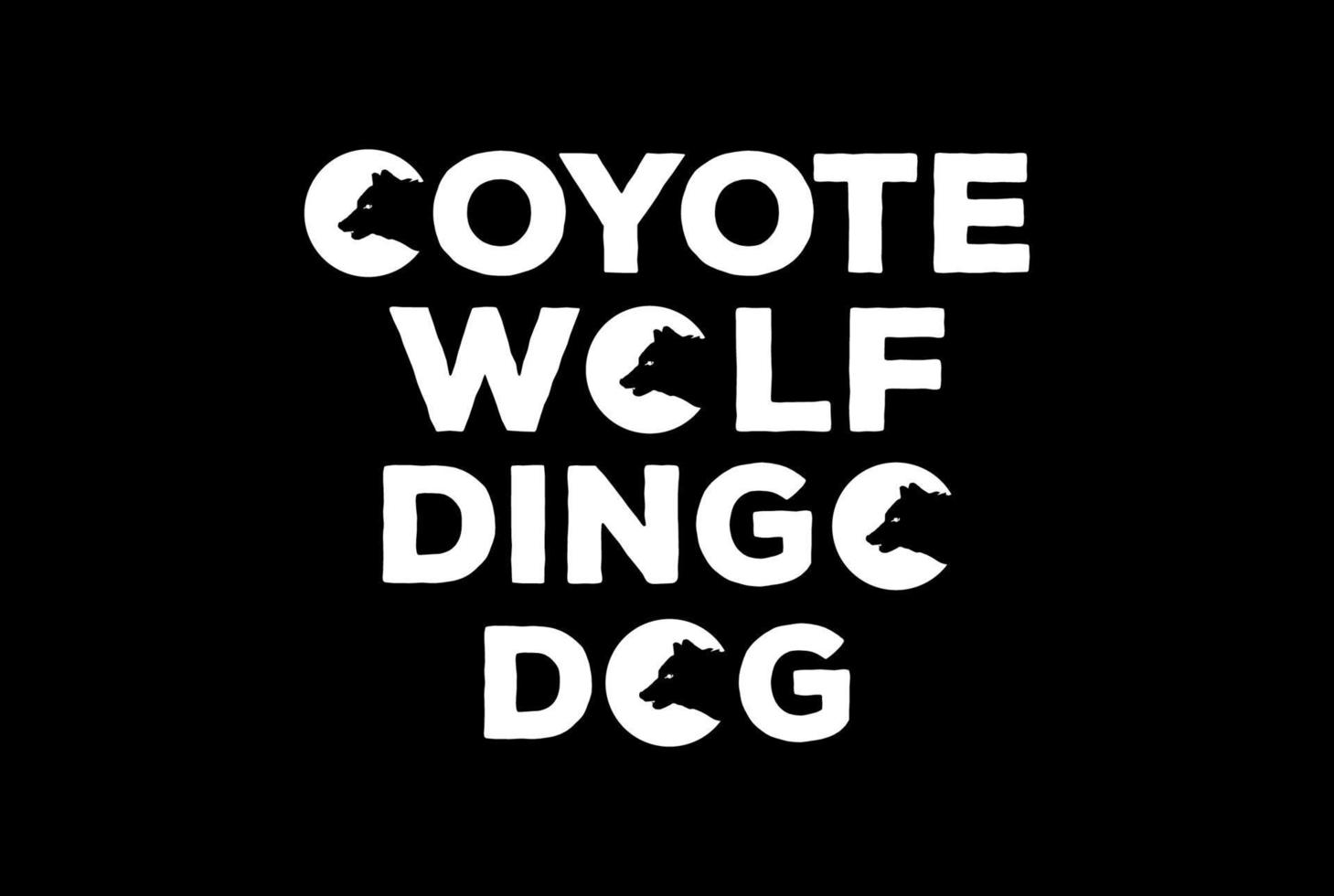 coyote wolf dingo hund text typ ord teckensnitt typografi logotyp design vektor