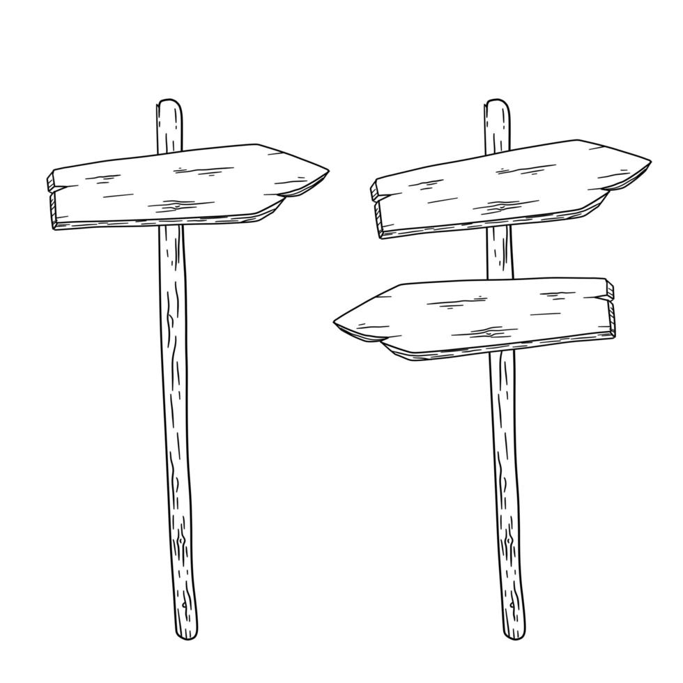 Wegweiser aus Holz. Weg und Weg. Informationsindex. vektor