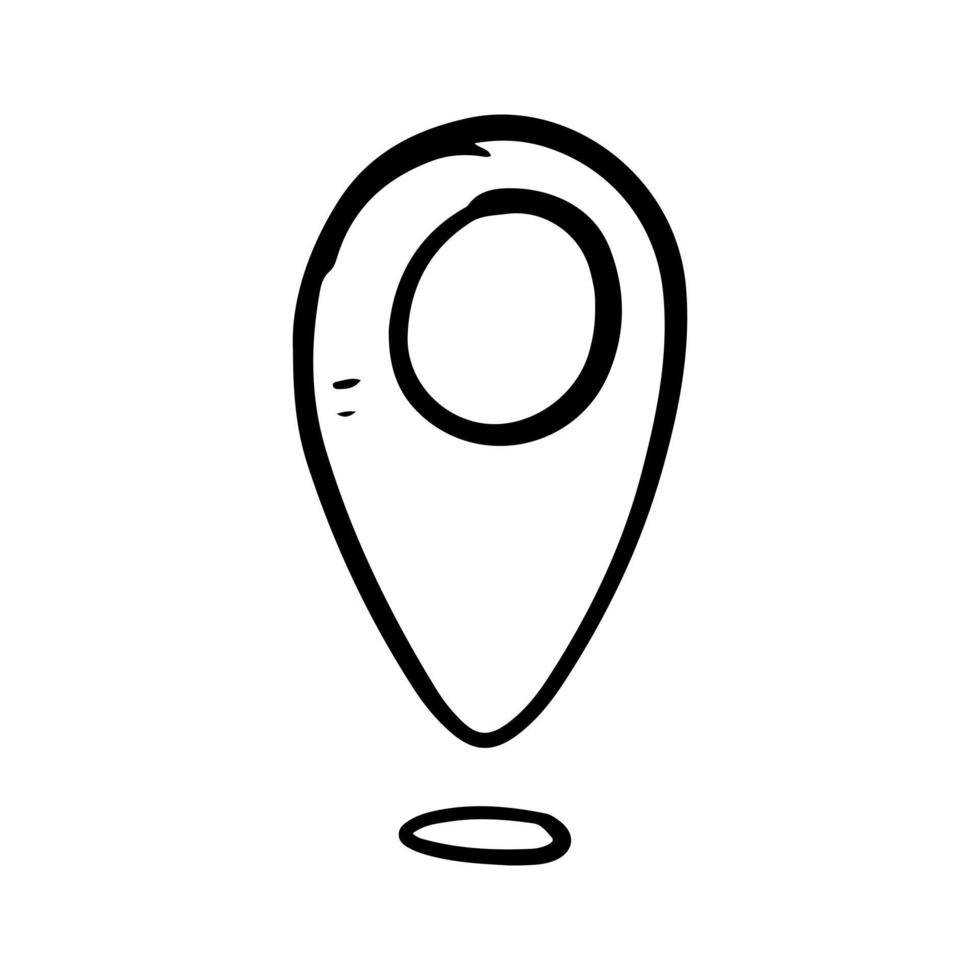 handgezeichnete koordinaten standortpunkt gps-doodle-symbol isoliert auf weißem hintergrund. Vektor-Illustration. vektor
