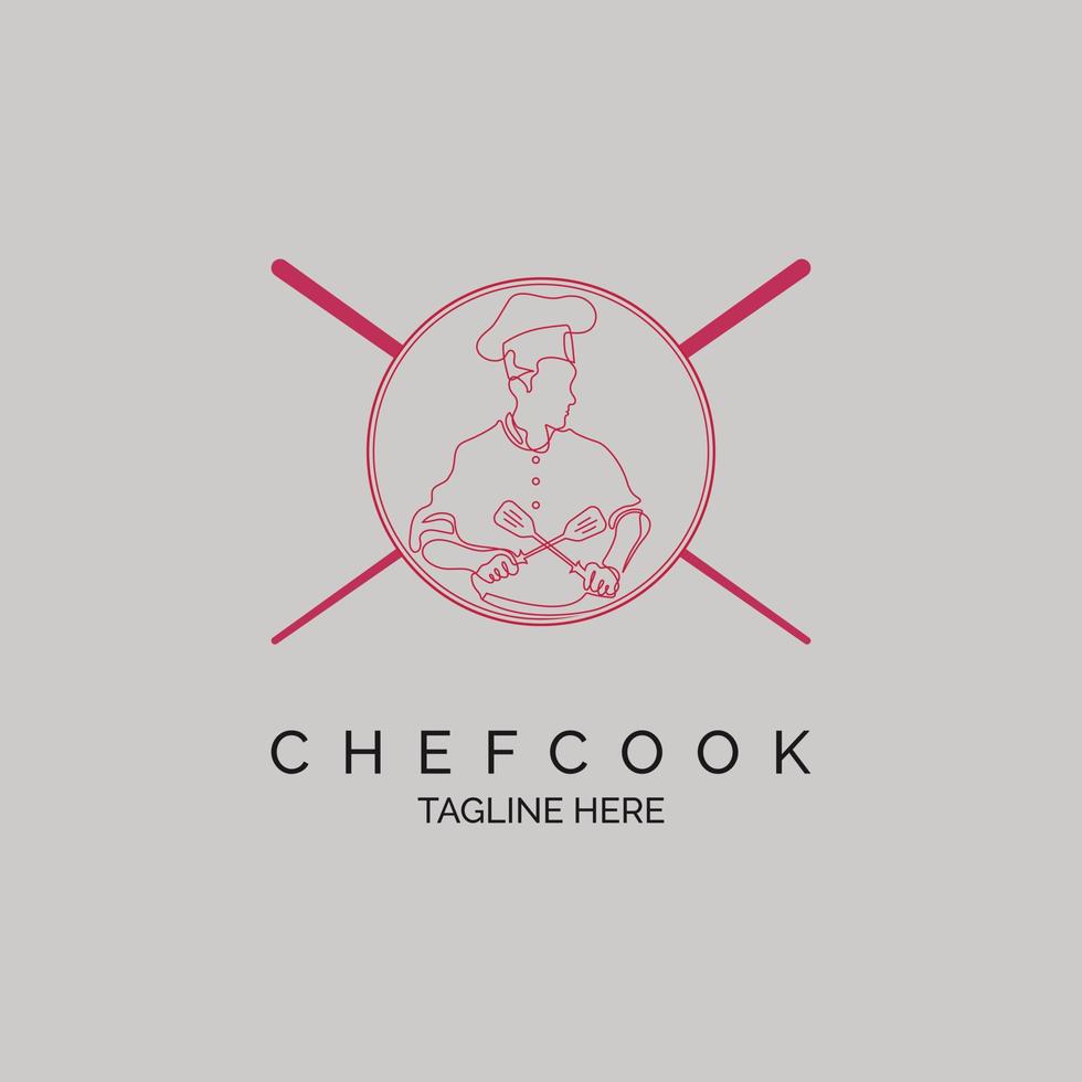kock kock logotyp linje stil designmall för varumärke mat restaurang eller företag och andra vektor