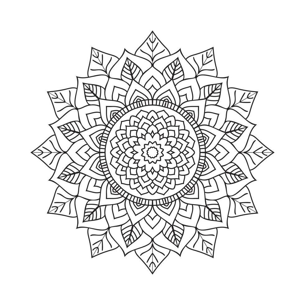 Mandala-Linie Kunstdekoration im indischen Stil. Malvorlagen für Kinder. Dekoration Mandala Ornament Linie Kunstvektor. kreisförmiger Mandala-Ornament-Mustervektor. traditionelles indisches Blumenmandalamuster. vektor