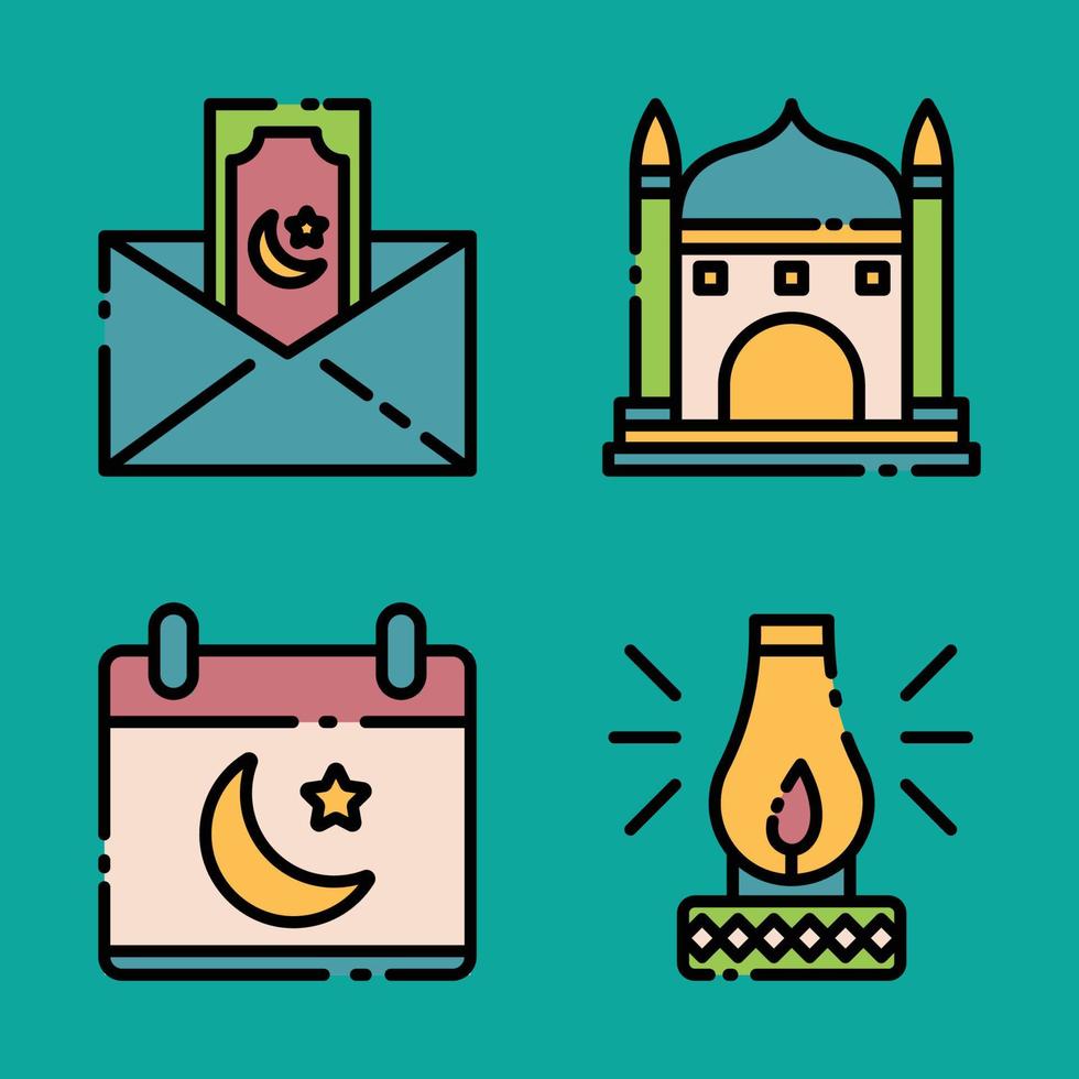 Ramadan-Icon-Set für Ihre Präsentation, Webdesign, App-Design. vektor