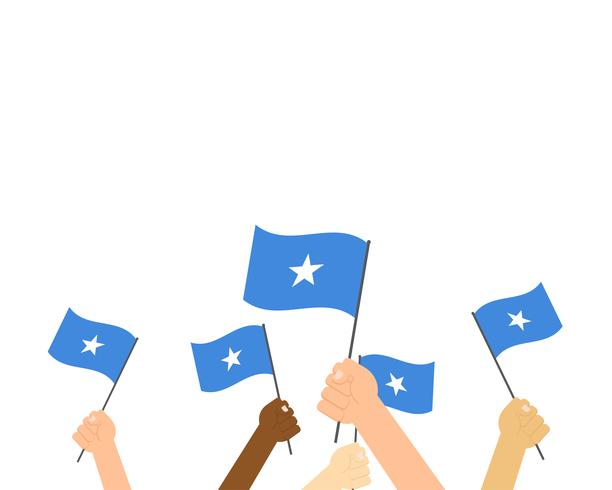 Vektor illustration av händer som håller Somalia flaggor isolerade på vit bakgrund