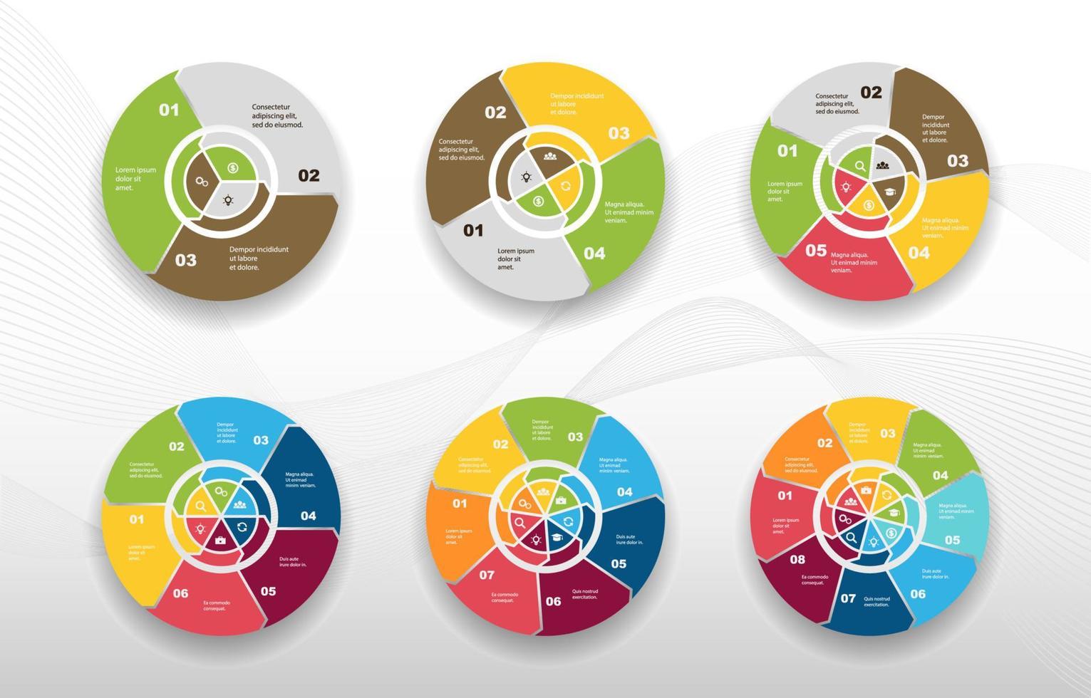 Kreisschritt-Infografik-Sammlung vektor