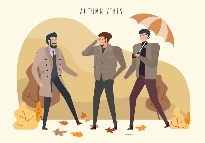 Moderner Autumn Man Outfits Vector Illustration