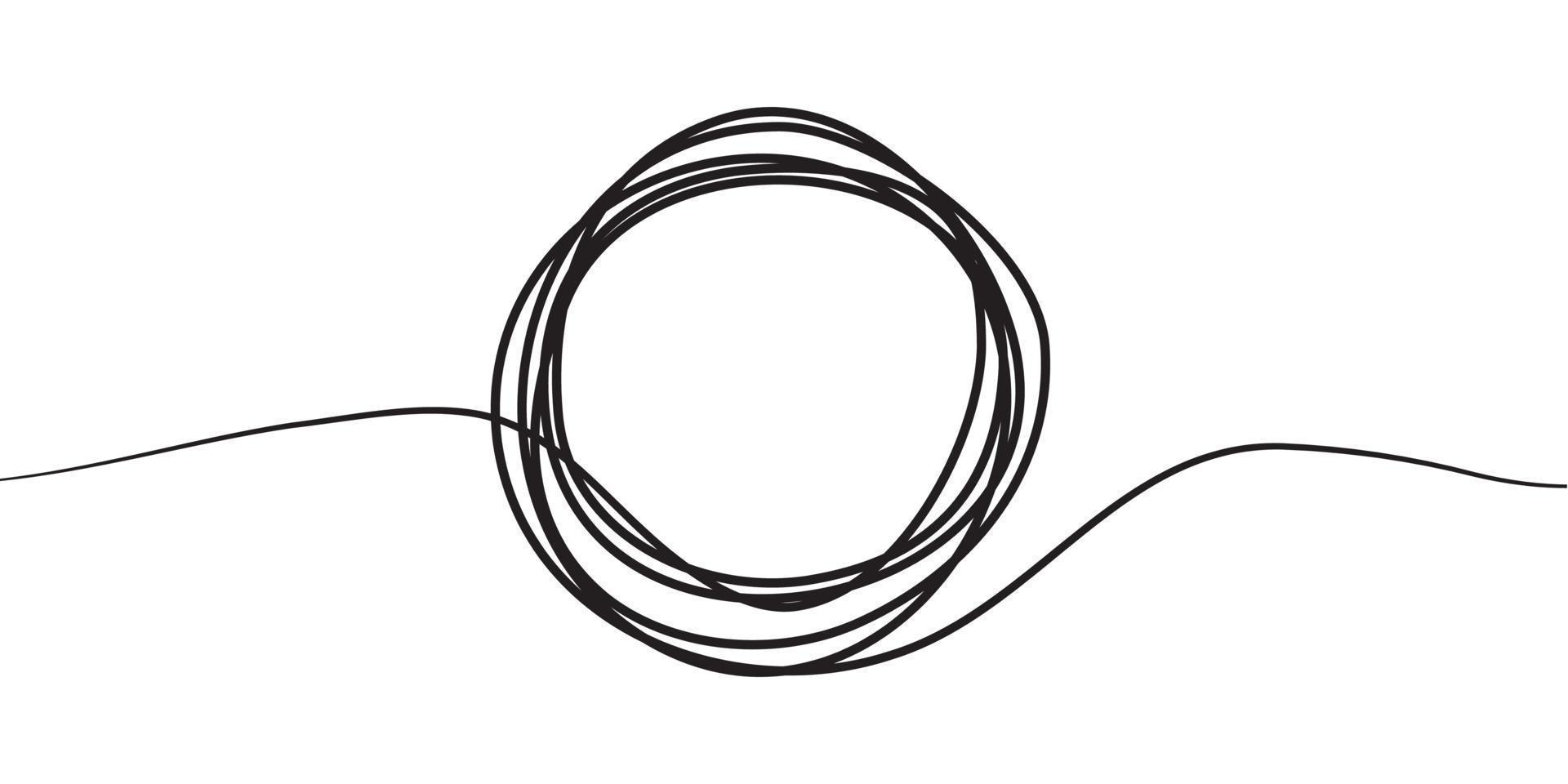 chaotische handgezeichnete Kritzelskizze Kreisobjekt mit Start und Ende isoliert auf weißem Hintergrund vektor