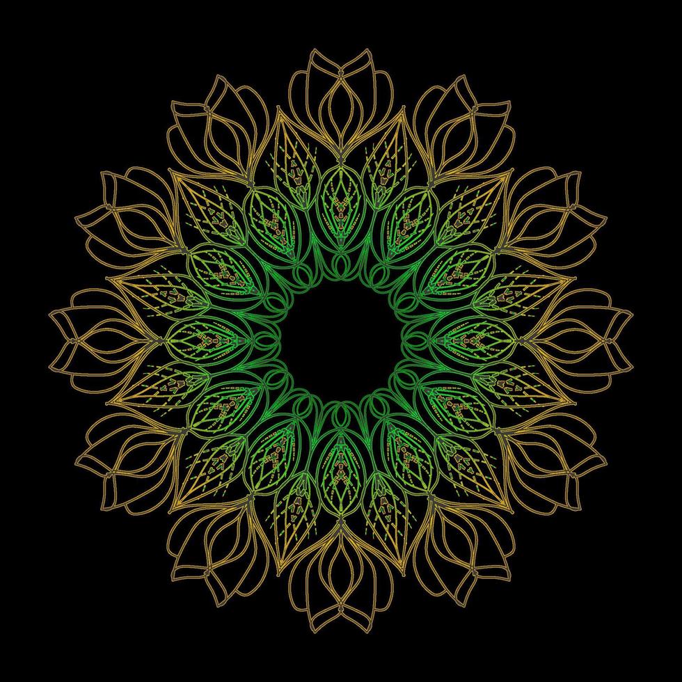 schwarz-goldene Mandala-Blume vektor