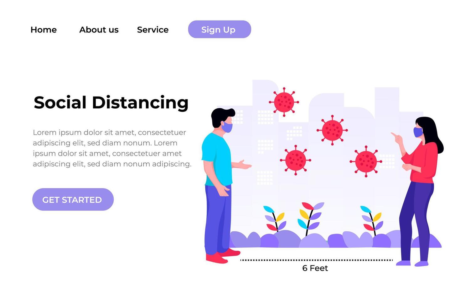 social distanserande illustration för webbplats och mobil webbplats. mall för målsida. lätt att redigera och anpassa. vektor illustration