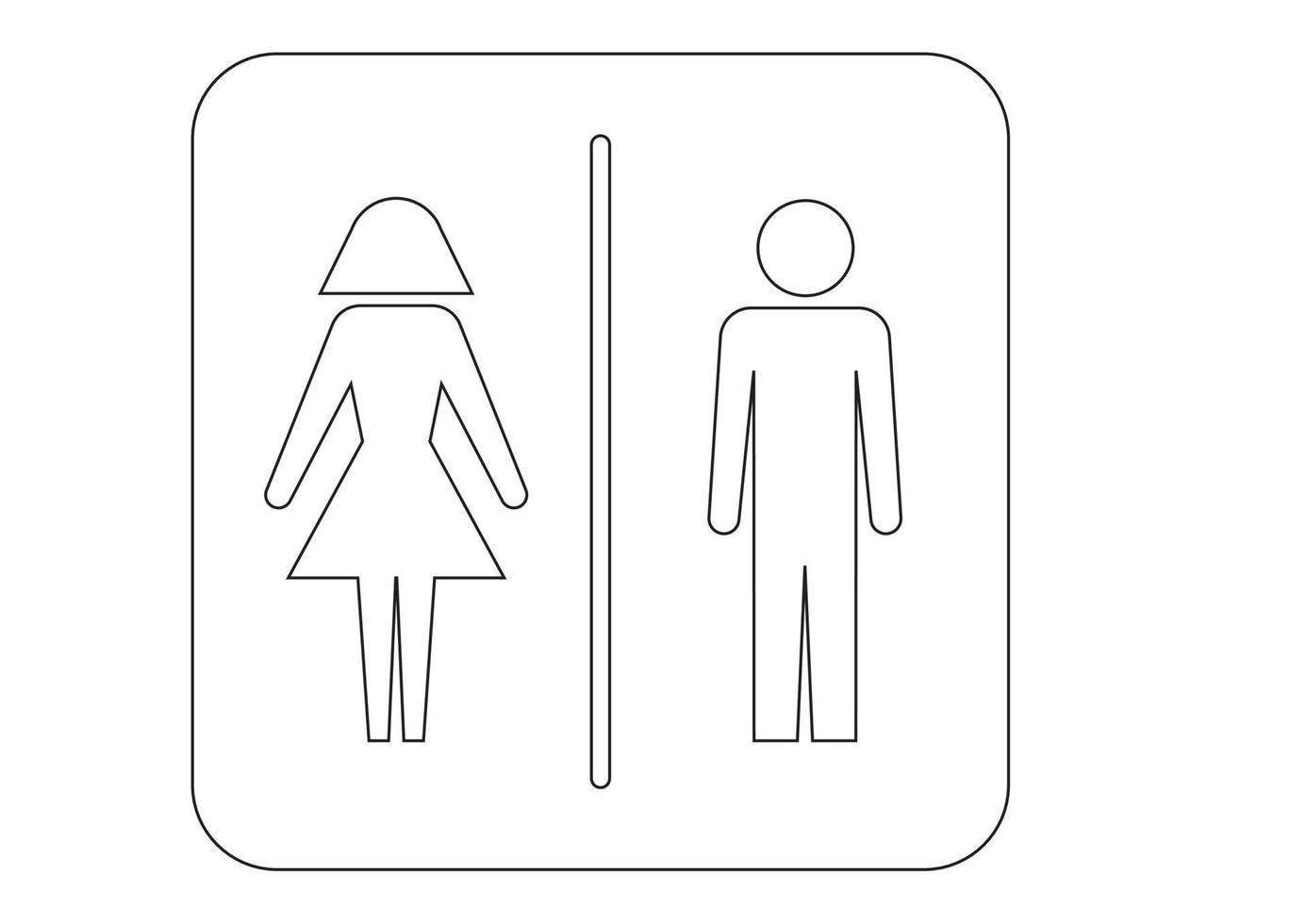 svart och vit wc-skylt. wc-piktogram för badrum vektor