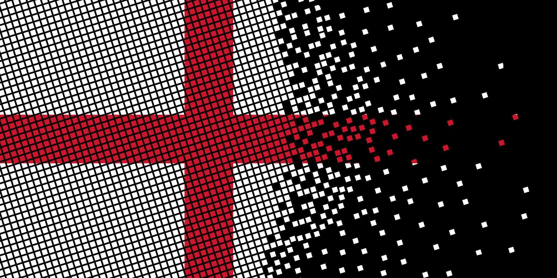 Pixelkunst mit englischer Flagge. Pixelpunkte wachsen, indem sie sich innerhalb des Flags konzentrieren. die punkte innerhalb der britischen flagge sind pixelkunst, die einheit und unabhängigkeit darstellt. Flagge auf schwarzem Hintergrund. vektor