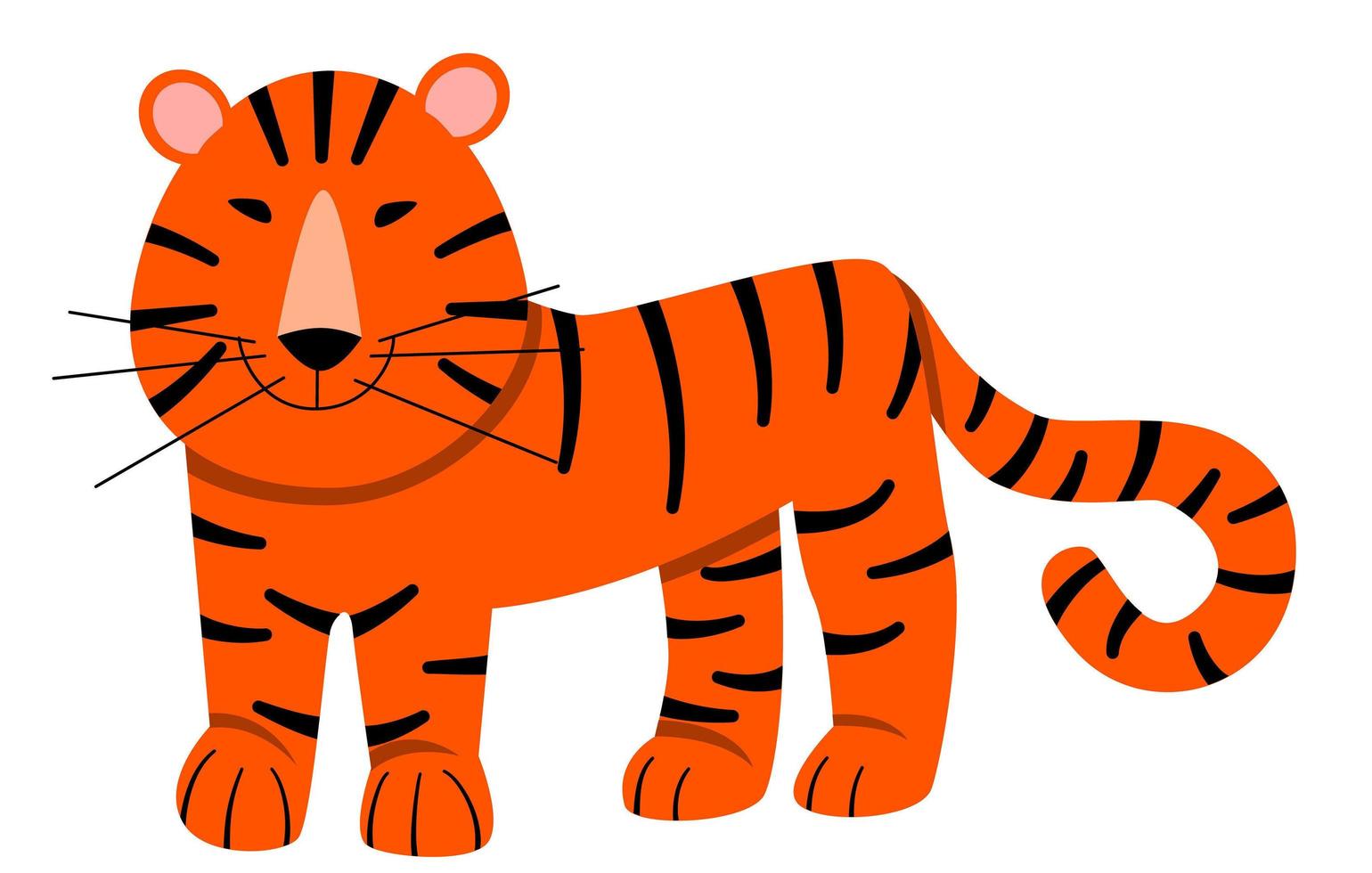 vektorillustration av en randig tiger i platt stil vektor