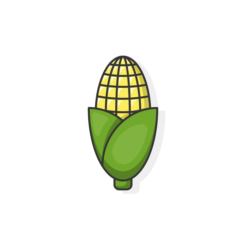 tecknad ikon av majs. smaskig frukt och skal av majs vektor