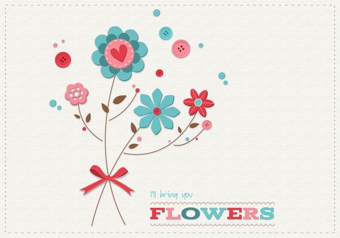 Scrapbook Flowers Card Vector