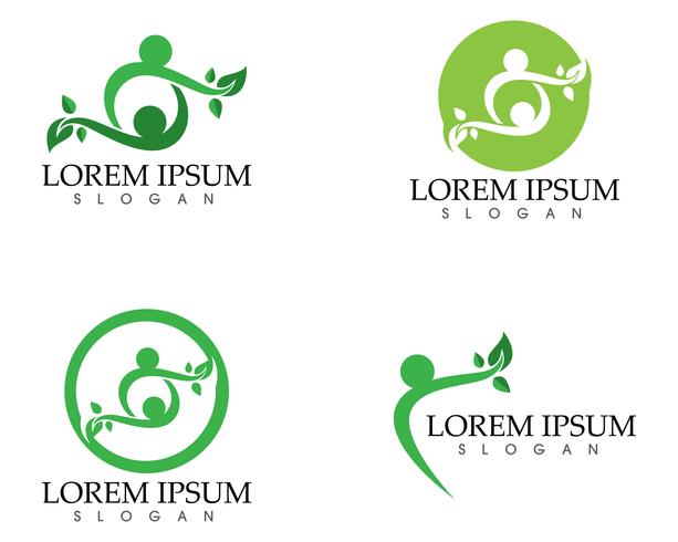 folk blad grön natur hälsa logotyp och symboler vektor