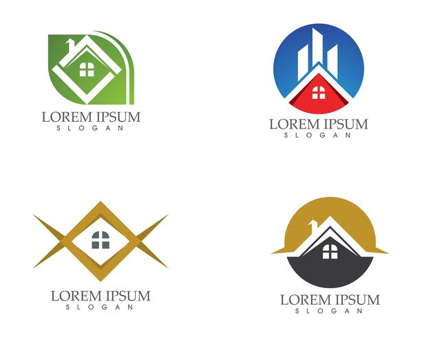 Eigentum und Bau Logo-Design für Geschäftsunternehmenszeichen vektor