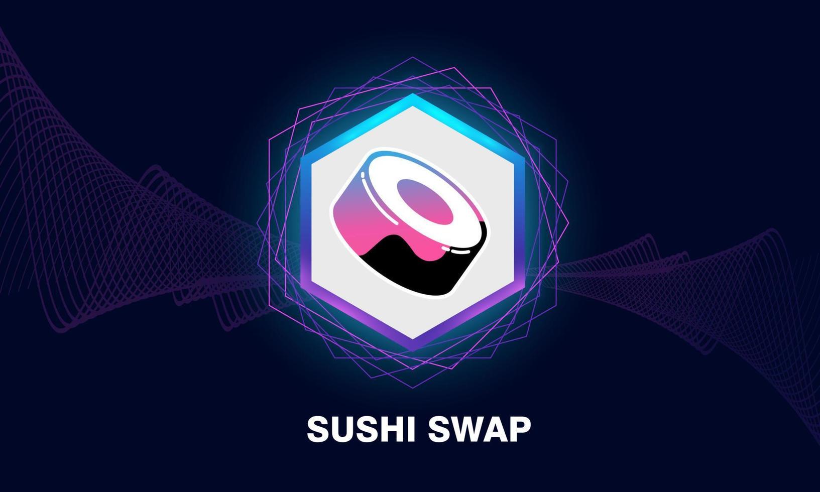 sushi sushiswap logo design.cryptocurrency concept.futuristic neon background. vektor