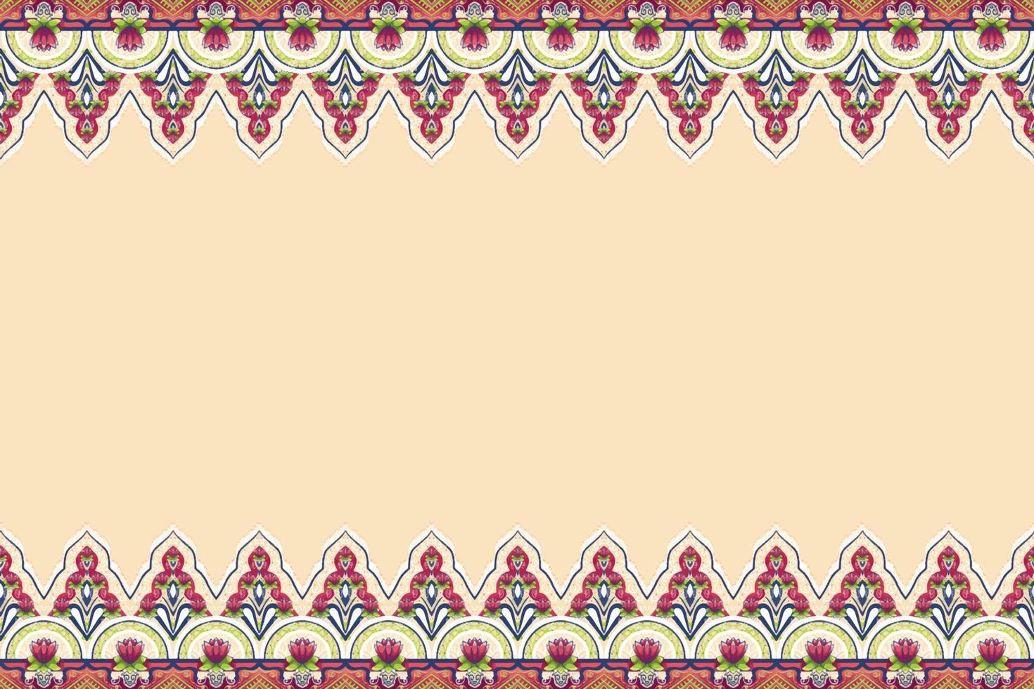 rosa blomma på elfenben beige, grönt, marinblått geometriskt etniskt orientaliskt mönster traditionell design för bakgrund, matta, tapeter, kläder, omslag, batik, tyg, vektorillustration broderistil vektor