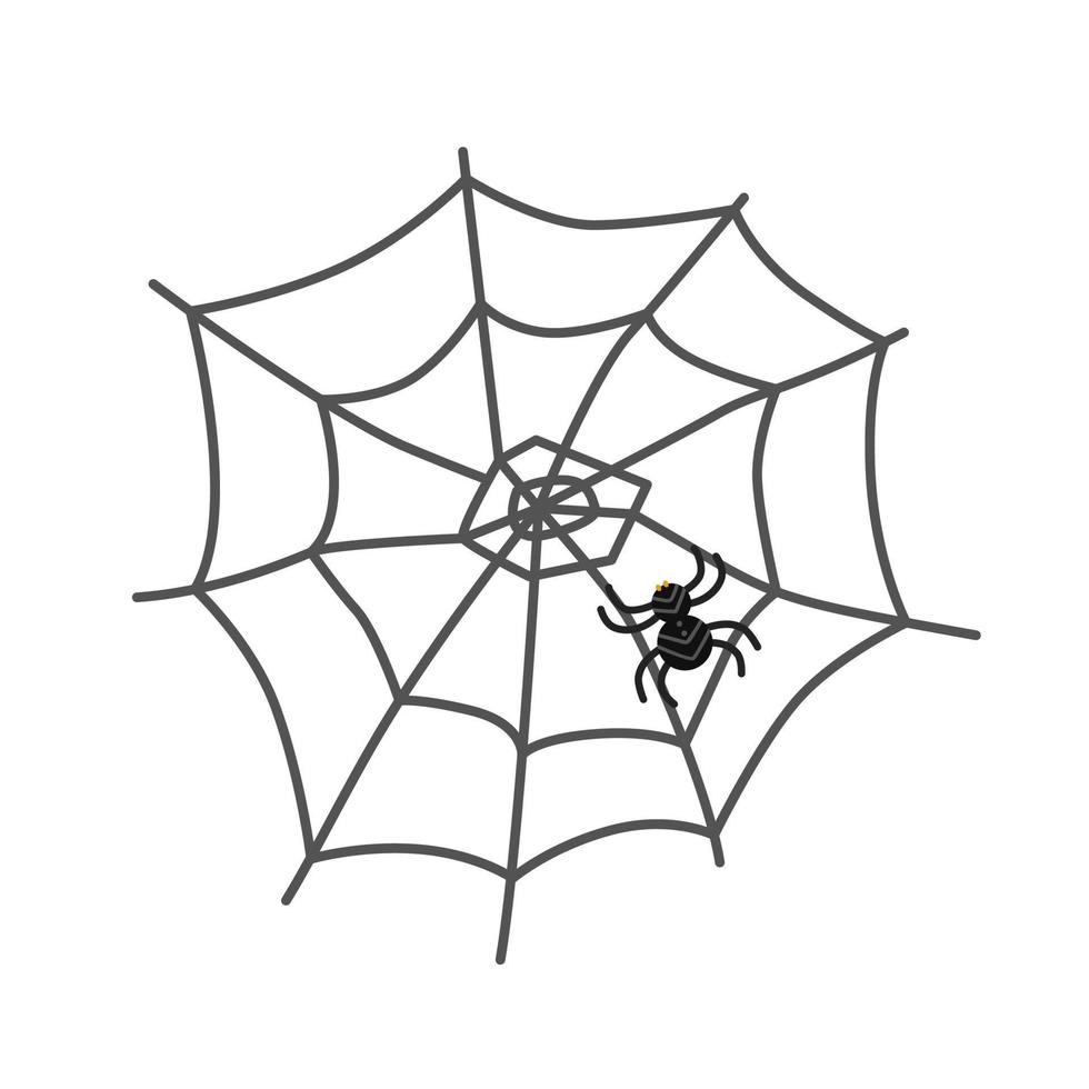 ein schwarzes Netz und eine Spinne. Vektor-Illustration isoliert auf weißem Hintergrund. für ein Postkartendesign oder Dekor für Halloween vektor