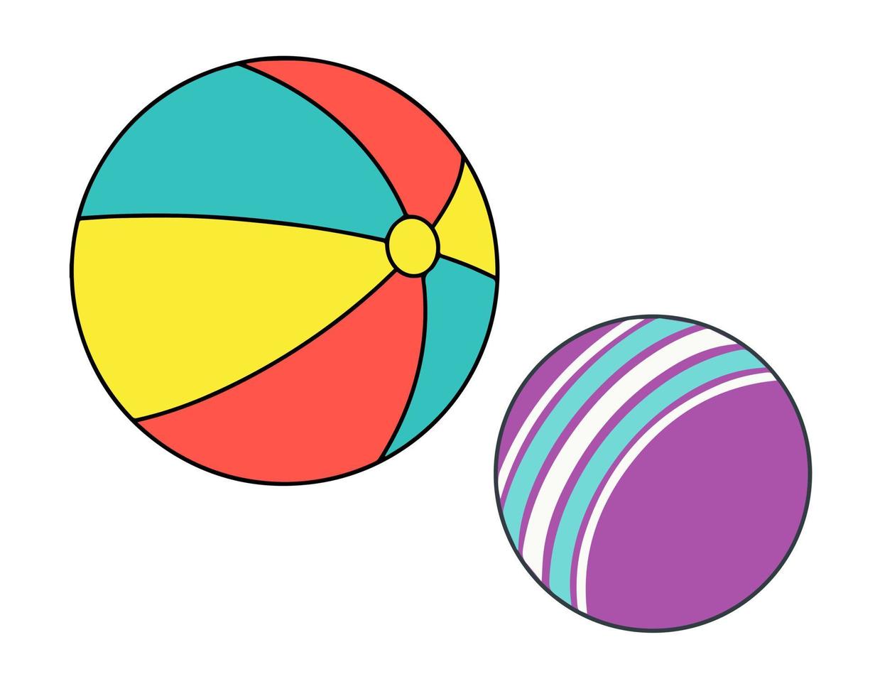Kinder hell gestreifte Bälle auf weißem Hintergrund vektor