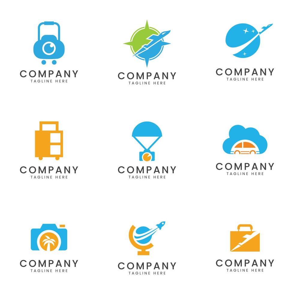 uppsättning av resor och transport företag logotyp ikon design för multipurpose företag vektor