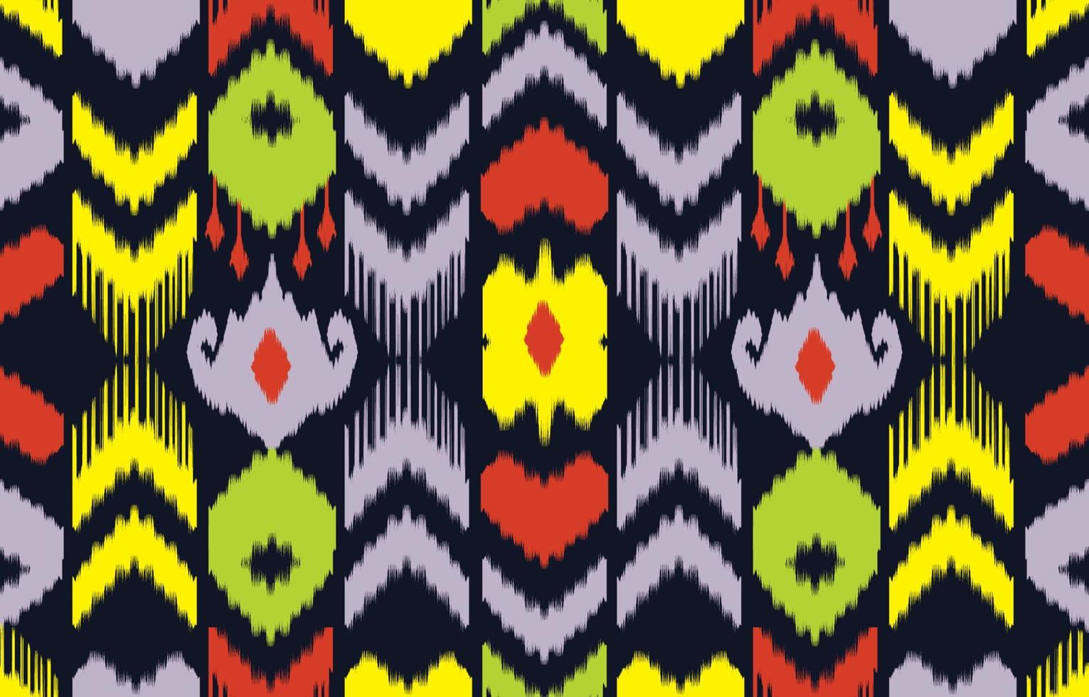 vacker ikat etnisk abstrakt konst. sömlösa mönster i tribal, folklig broderi, färgglad konst. Aztekisk geometrisk konst prydnadstryck. design för matta, tapeter, kläder, omslag, tyg, omslag. vektor