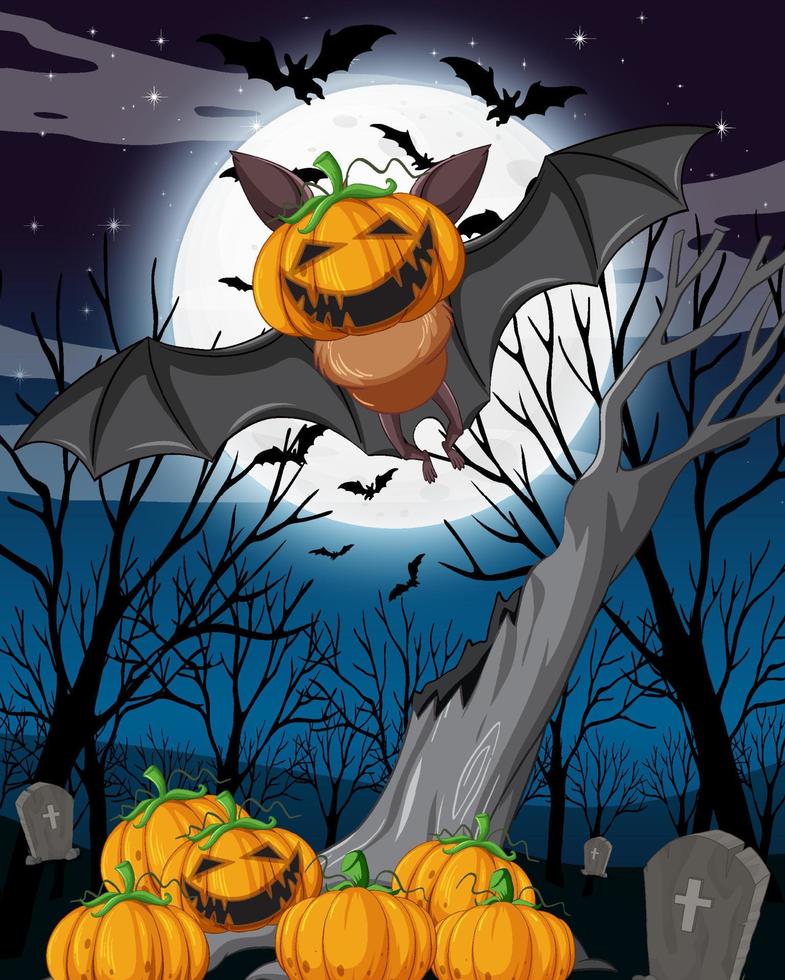 Halloween-Nachtszene mit einer Gruppe von Fledermäusen vektor