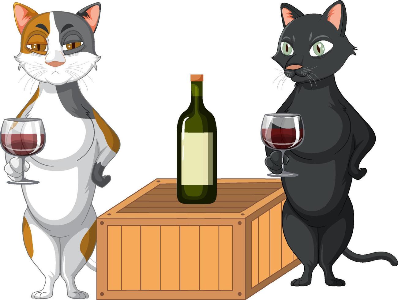 zwei Katzen, die Wein trinken vektor