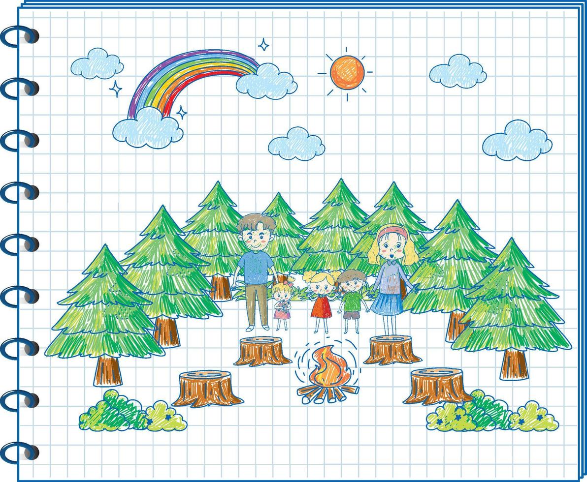 en anteckningsbok med en doodle-skissdesign med färg på omslaget vektor