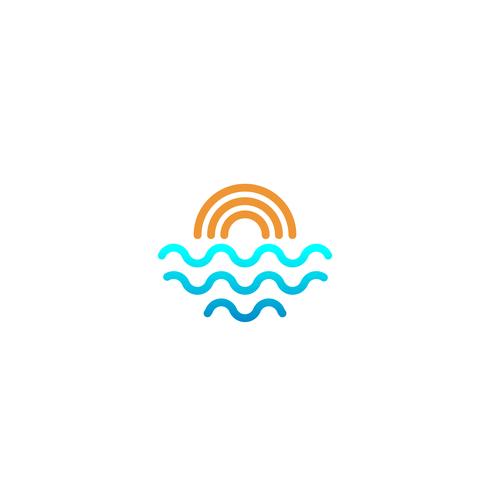 strand solnedgång logo design vektor ikon element, solnedgång logotyp koncept